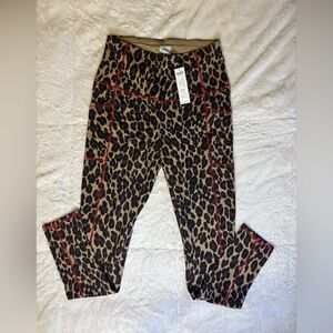 Chicos Zenergy Leopard Print Leggings with Red Accents 0